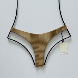 Acacia Swimwear Oslo Dual Ribbed Bikini Bottom - Palm Brown - XS - NWT
